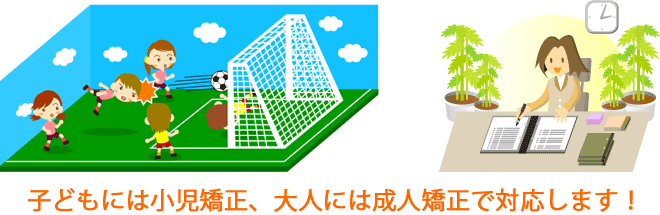 子どもには小児矯正、大人には成人矯正で対応します！